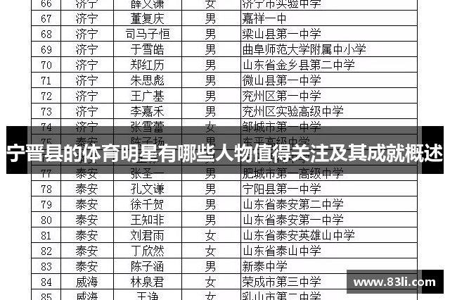 寧晉縣的體育明星有哪些人物值得關注及其成就概述